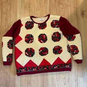 Upcycled Vintage Style Quilted Sweater with Floral Pattern